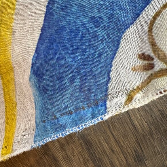 Vintage Italian Viscose Lemon Floral Scarf Wrap Genesi S.R.L. Modica 29” X 59” - Picture 9 of 9